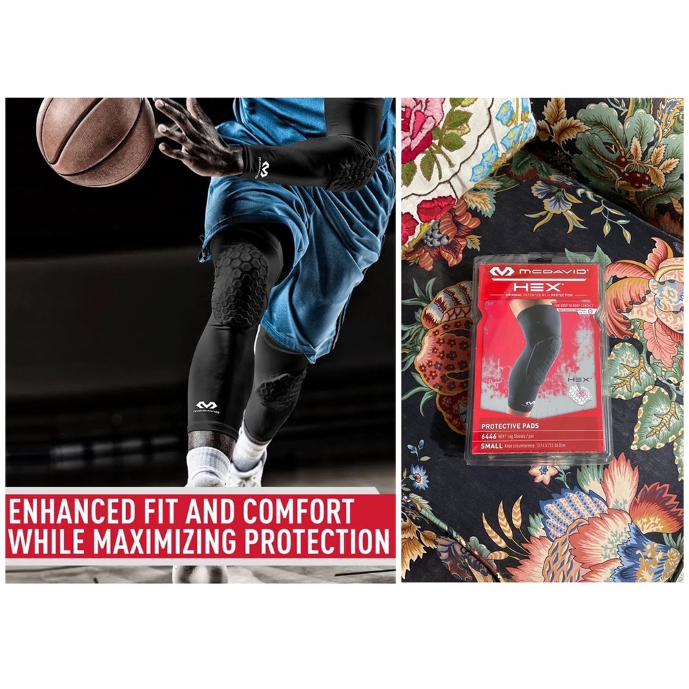 McDavid HEX Knee Compression Protective Pad Sleeves: Padded Leg Sleeves Small